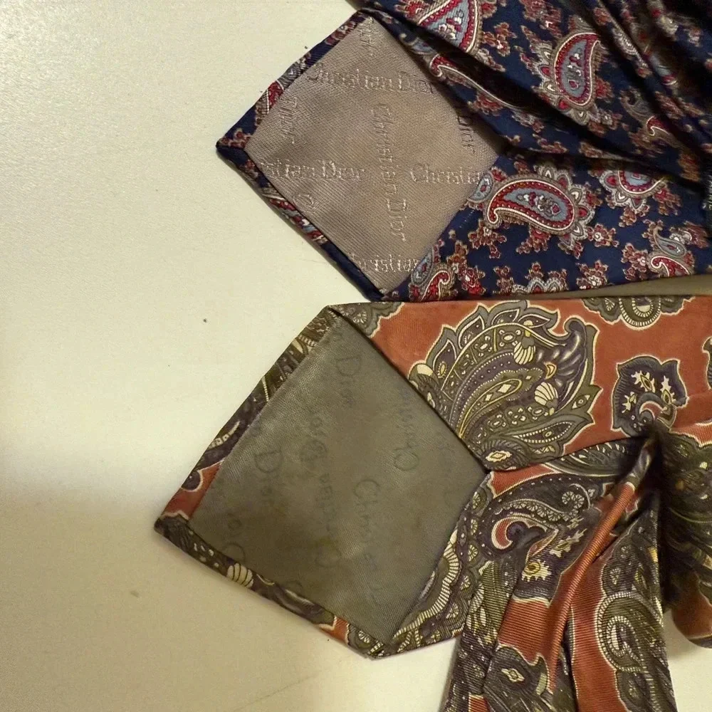 Two gorgeous Christian Dior, silk ties with absolutely beautiful colors / prints